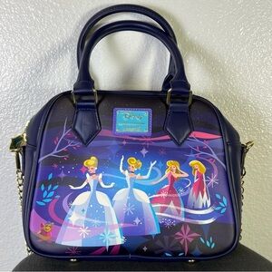 Loungefly Cinderella Castle Chain Strap Crossbody Bag Blue-Purple